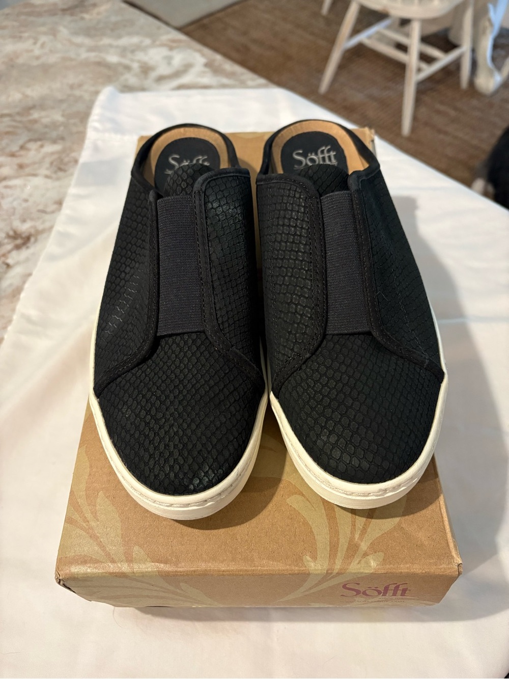 Soft black slide on shoes